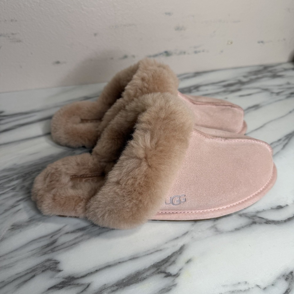 UGG Pink Shearling Scuffette II Slippers Shoes Size 8 Mules Lambswool Sherpa